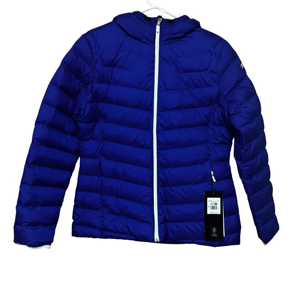 Spyder Womens Blue Peak Down Puffer Jacket Hooded Large BNWT Winter Coat